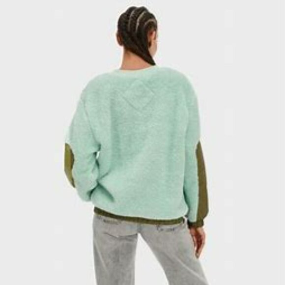 UGG Niko Sherpa Crewneck Mint Green Pullover Sweater * SZ S - Picture 2 of 9